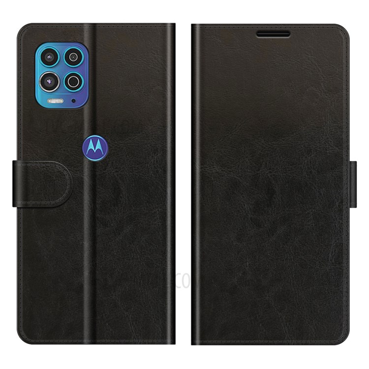 Crazy Horse Texture PU Leather Wallet Case Protector for Motorola Moto G100/Edge S - Black-1