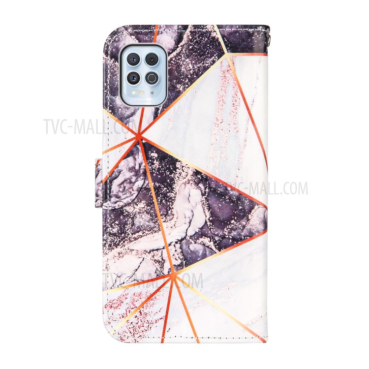 Marble Splicing Pattern Printing Leather Stand Case Wallet Design Cover for Motorola Edge S/Moto G100 - Black/White-3