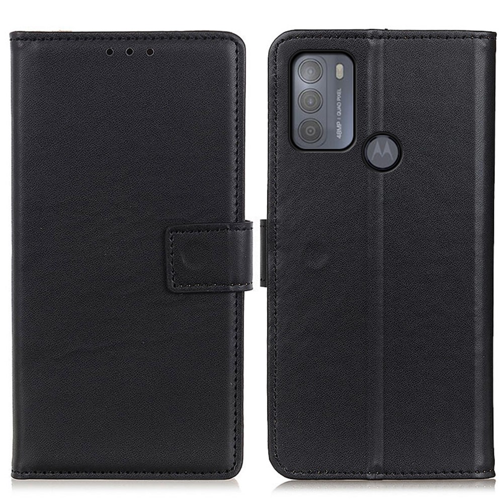 Magnetic Clasp Stand Leather Shell Case for Motorola Moto G50 - Black-1