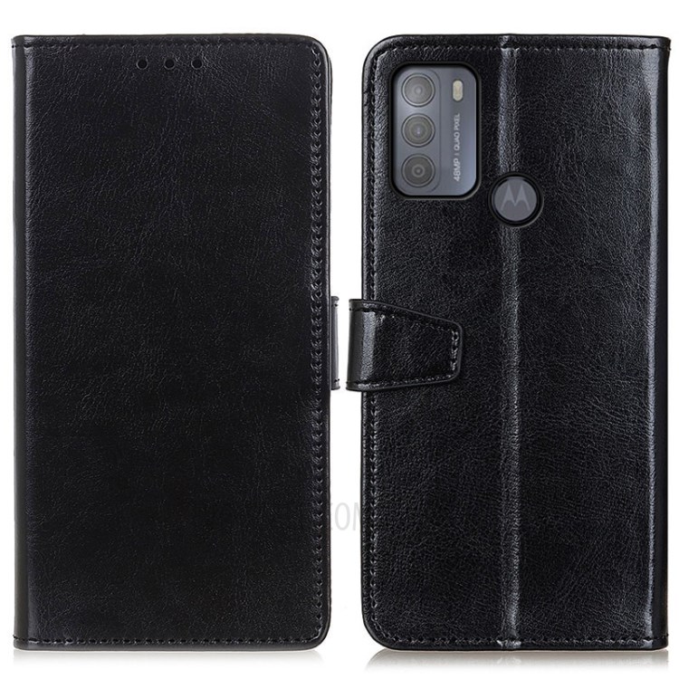 Wallet Stand PU Leather Protective Case for Motorola Moto G50 - Black-1