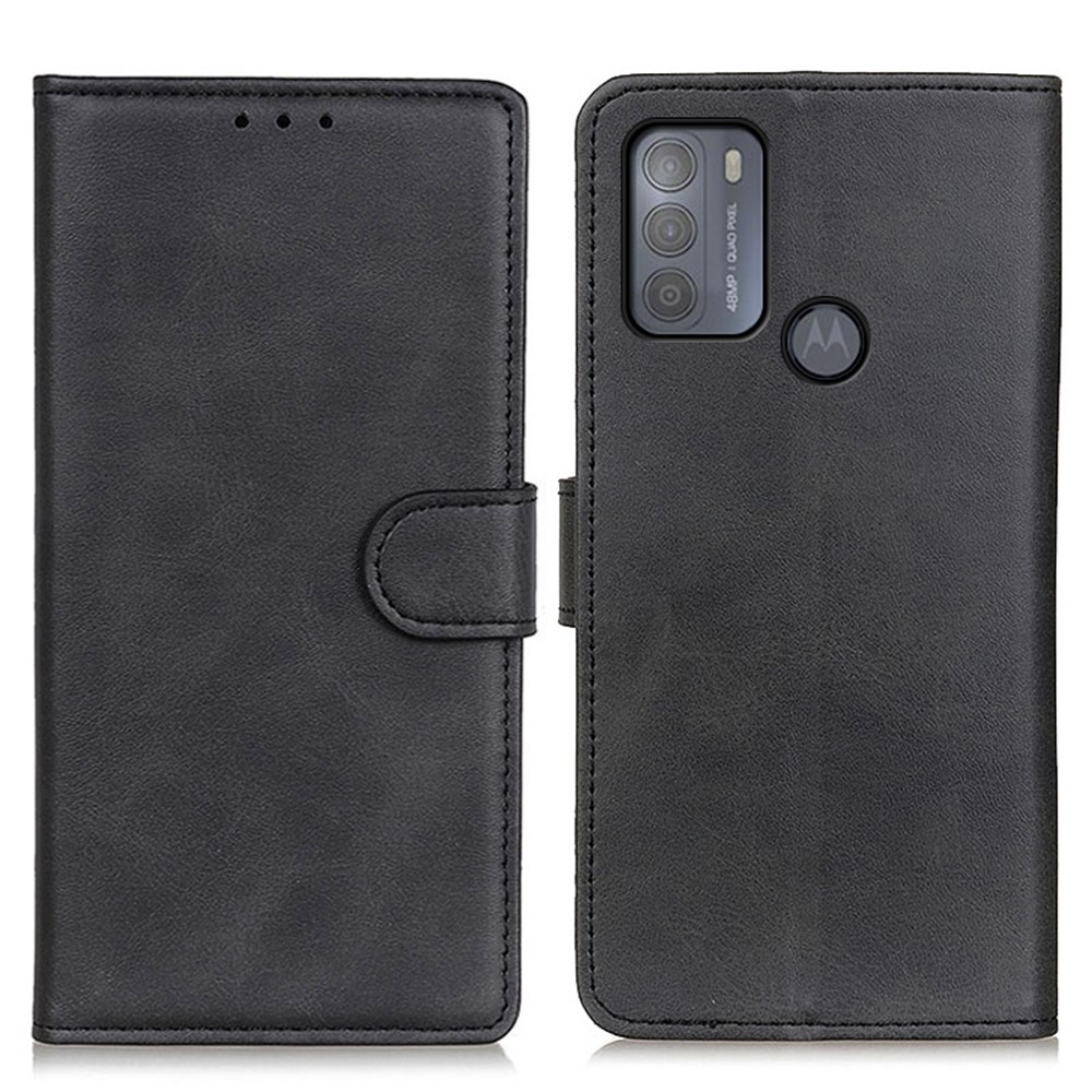 PU Leather Magnetic Wallet Leather Shell Protective Case for Motorola Moto G50 - Black-1