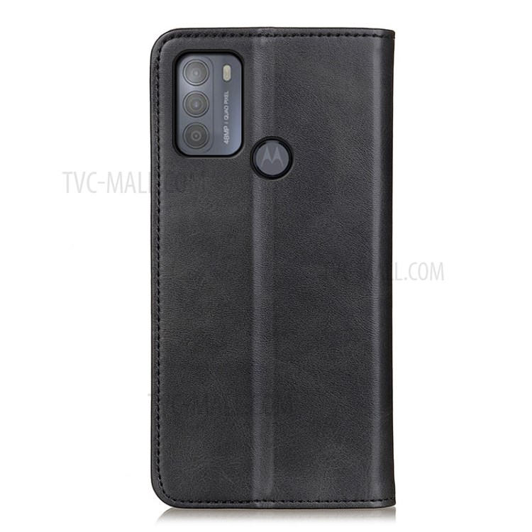 Magnetic Closure Split Leather Wallet Stand Cover for Motorola Moto G50 - Black-3