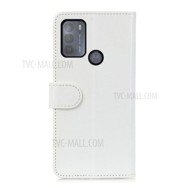 Crazy Horse Texture Wallet Stand Leather Phone Casing for Motorola Moto G50 - White-3