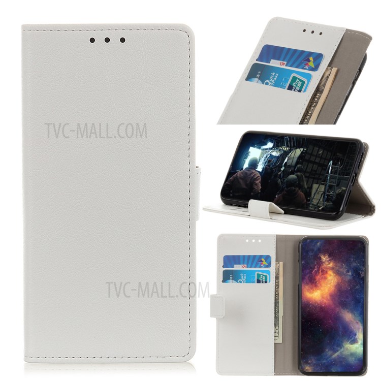 PU Leather Wallet Stand Protective Phone Cover for Motorola Moto G50 - White-12