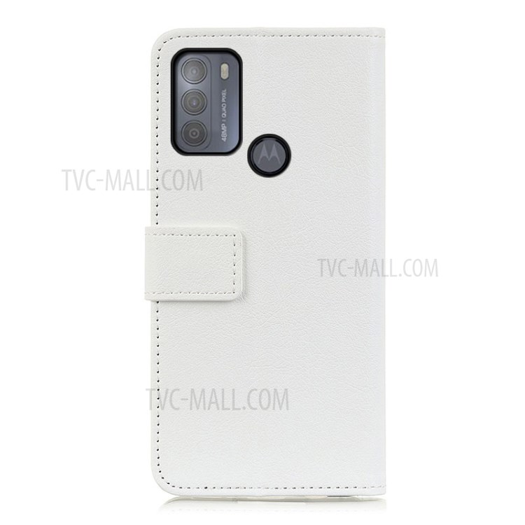 PU Leather Wallet Stand Protective Phone Cover for Motorola Moto G50 - White-3