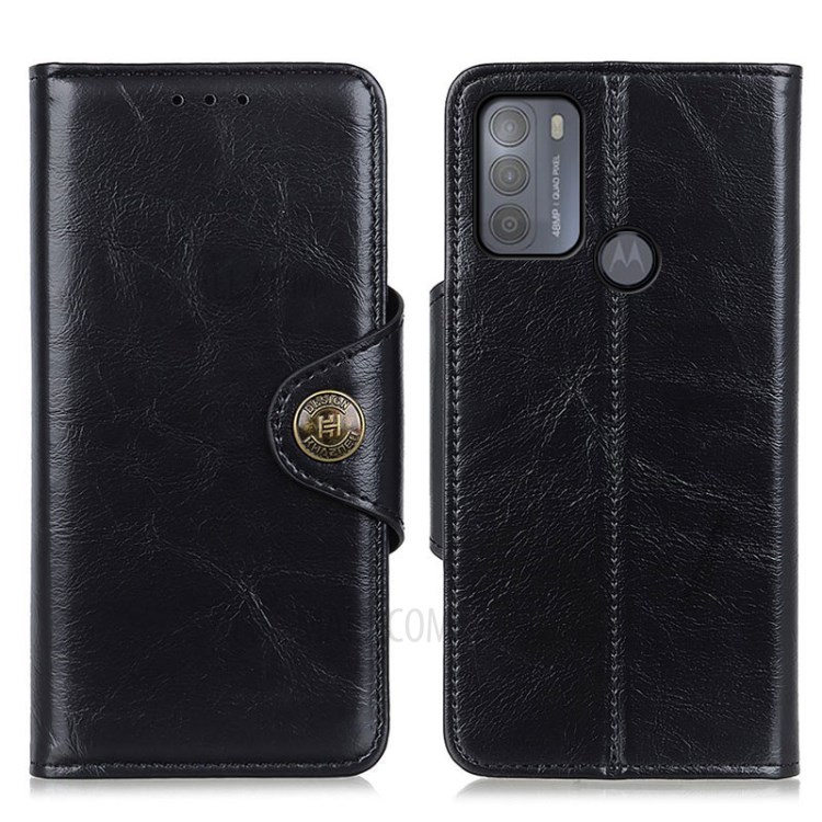 Wallet Stand Flip Leather Phone Cover for Motorola Moto G50 - Black-1