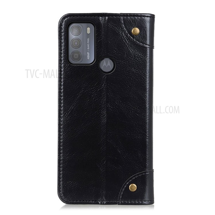 Auto-Absorbed Leather Phone Stand Case for Motorola Moto G50 - Black-3