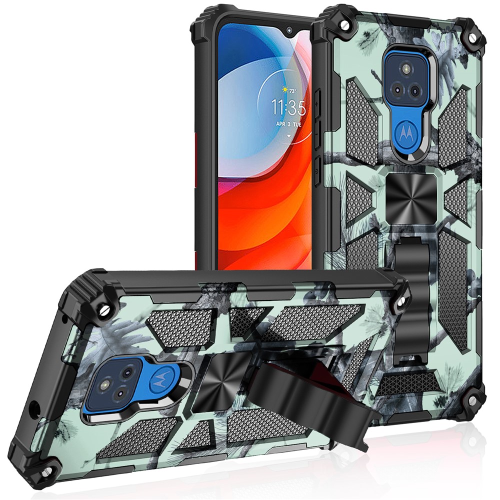 Design De Camuflagem Destacável 2 Em 1 Shell Protetor De Telefone Bem Protegido Com Folha De Ímã Para Motorola Moto G Play (2021) - Céu Azul