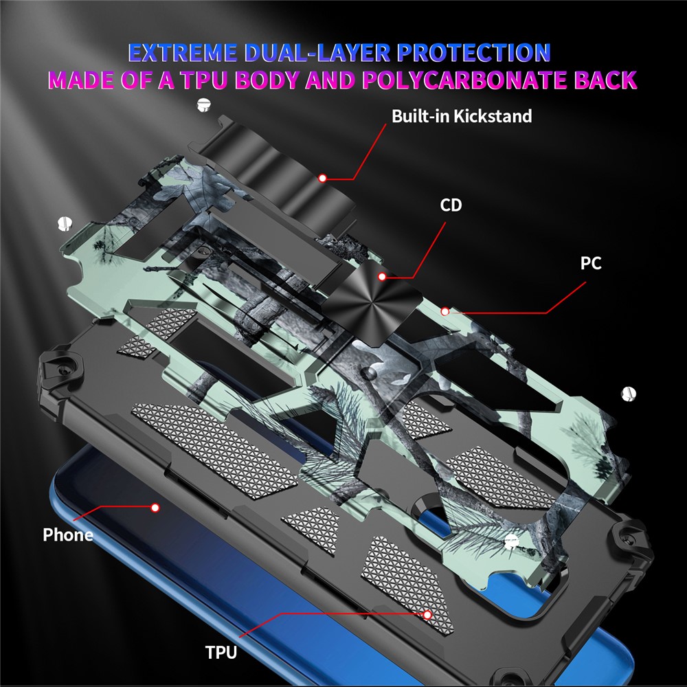 Camouflage-Design Abnehmbar 2 In Einer Gut Geschützten Telefonschutzschale Mit Magnetblatt Für Motorola Moto G Play (2021) - Himmelblau