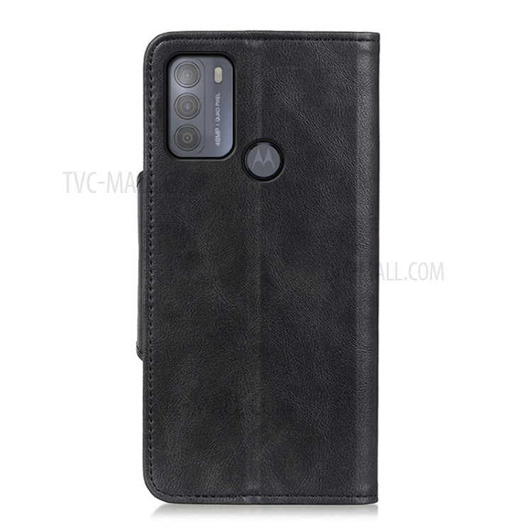 Brass Buckle PU Leather Mobile Phone Case for Motorola Moto G50 - Black-3