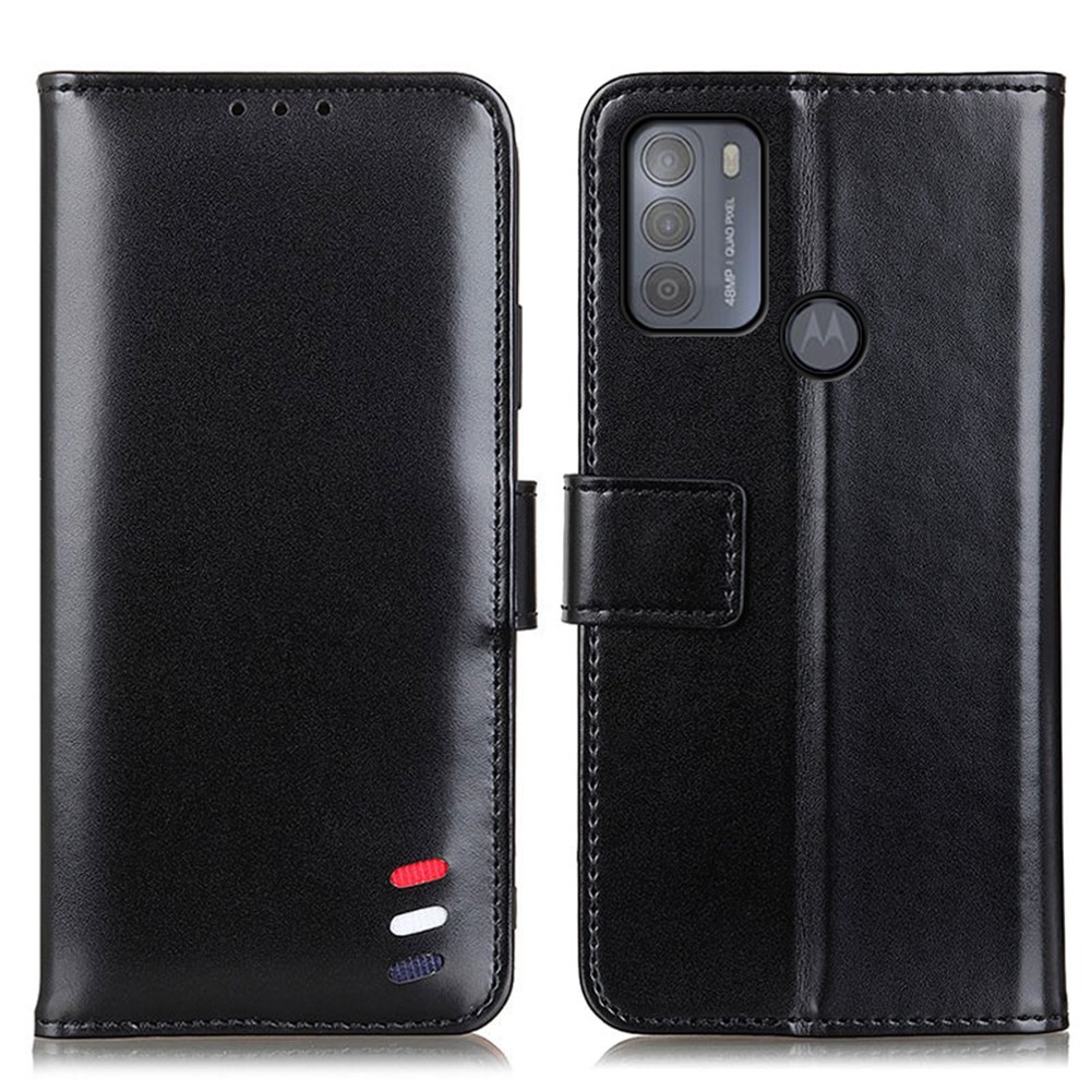 Wallet Design Full Protection PU Leather Stand Mobile Casing for Motorola Moto G50 - Black-1