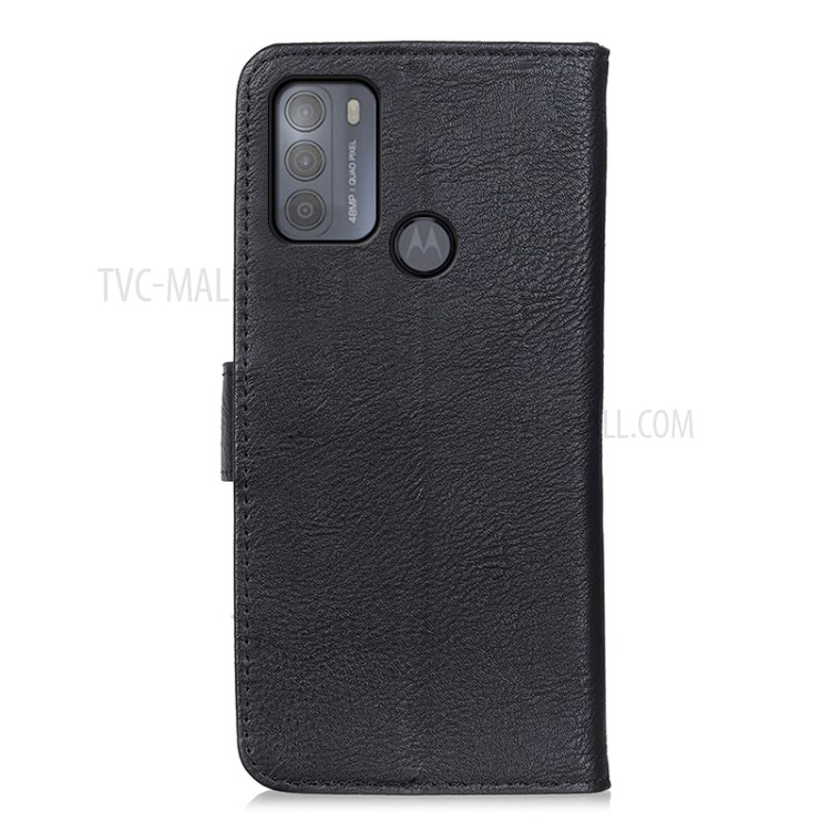 KHAZNEH Magnetic Clasp PU Leather Phone Shell Wallet Case for Motorola Moto G50 - Black-3