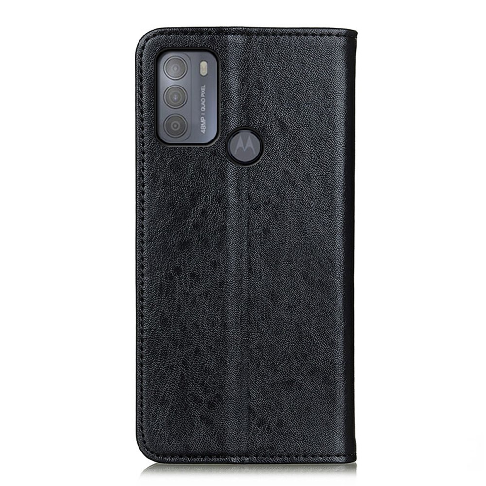 Auto-absorbed Design Crazy Horse Texture Wallet Stand PU Leather Phone Shell Case for Motorola Moto G50 - Black-3