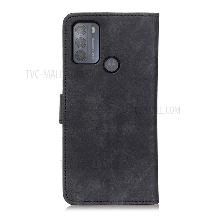 KHAZNEH Wallet Design Retro Grain Style PU Leather Case with Stand for Motorola Moto G50 - Black-3