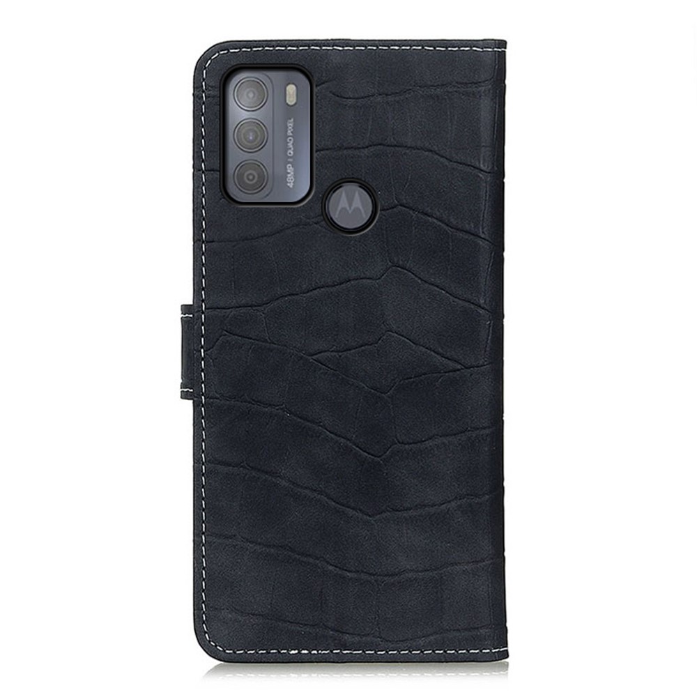 Crocodile Surface PU Leather + TPU Phone Case Wallet Stand Shell for Motorola Moto G50 - Black-3