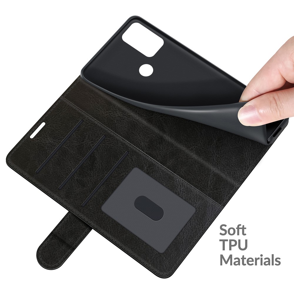 Crazy Horse Leather Wallet Stand Case for Motorola Moto G50 - Black-6