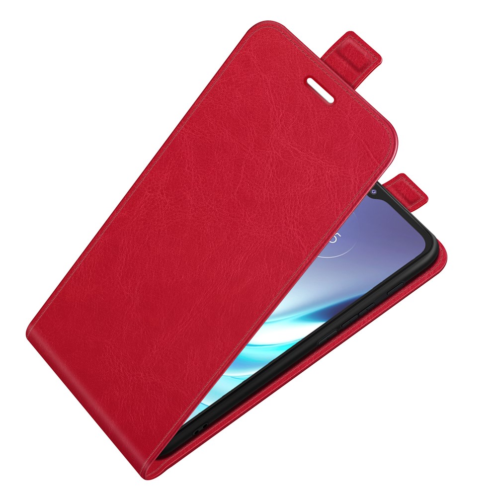 Crazy Horse Leather Protector Case Vertical Flip Phone Cover with Card Slot for Motorola Moto G50 - Red-2