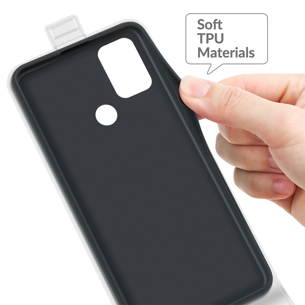 Crazy Horse Leather Protector Case Vertical Flip Phone Cover with Card Slot for Motorola Moto G30 / G10 - White-5