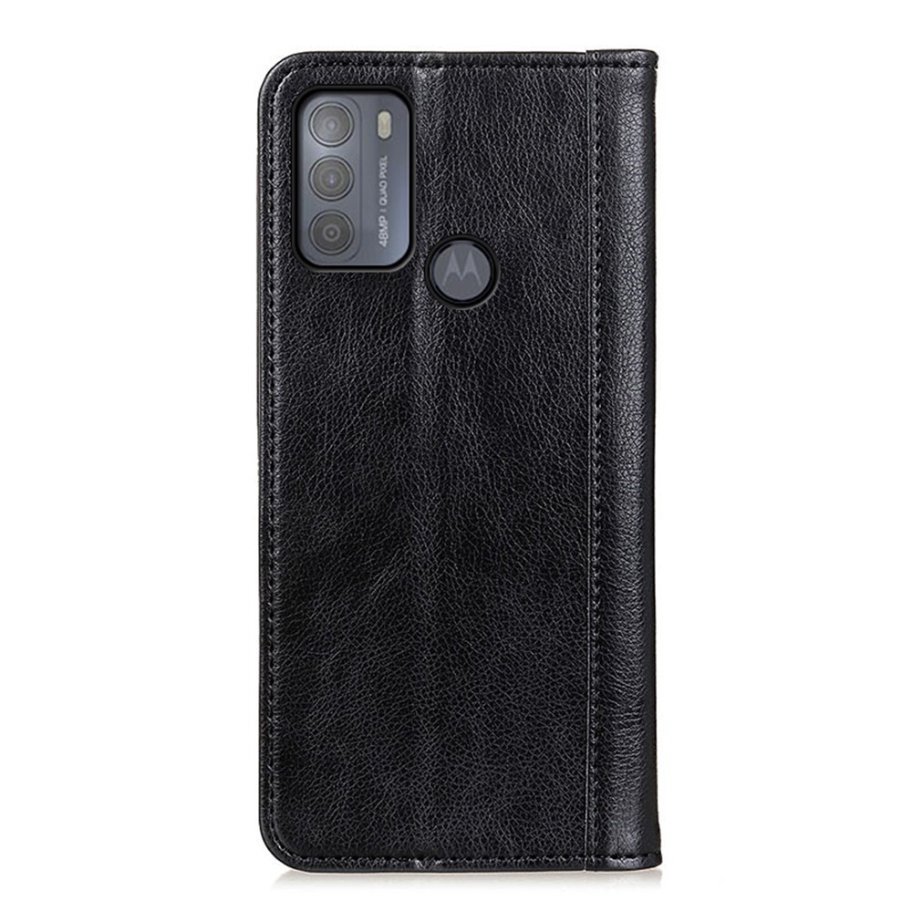 Auto-absorbed Litchi Texture Split Leather Wallet Stand Case Cover for Motorola Moto G50 - Black-7
