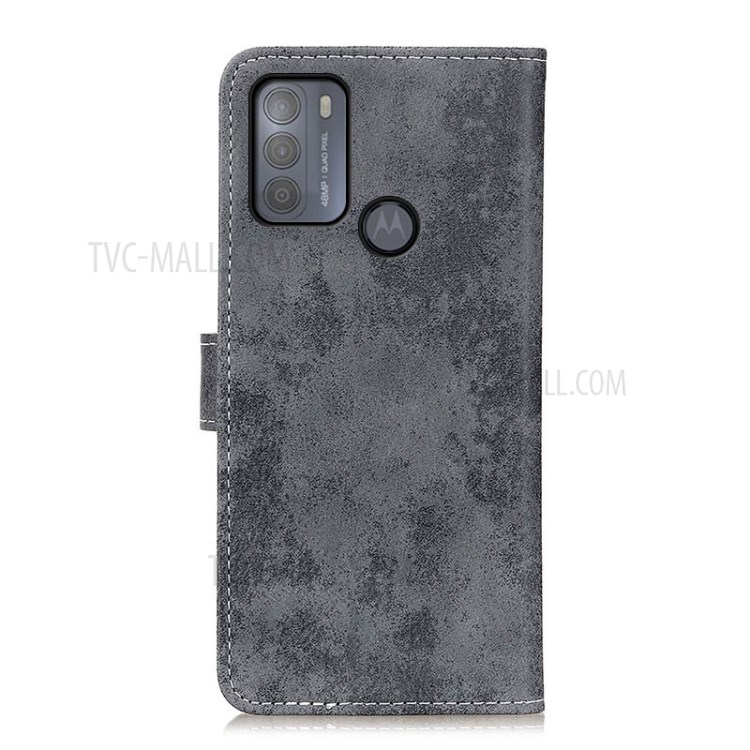 Vintage Style Wallet Leather Stand Case for Motorola Moto G50 - Grey-7
