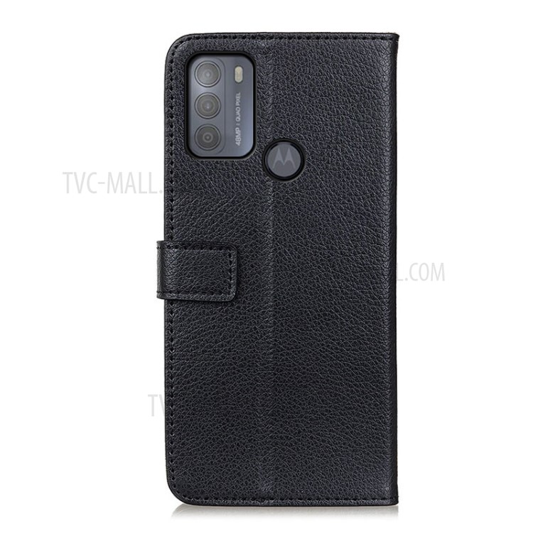 Litchi Skin Magnetic Leather Stand Case for Motorola Moto G50 - Black-7