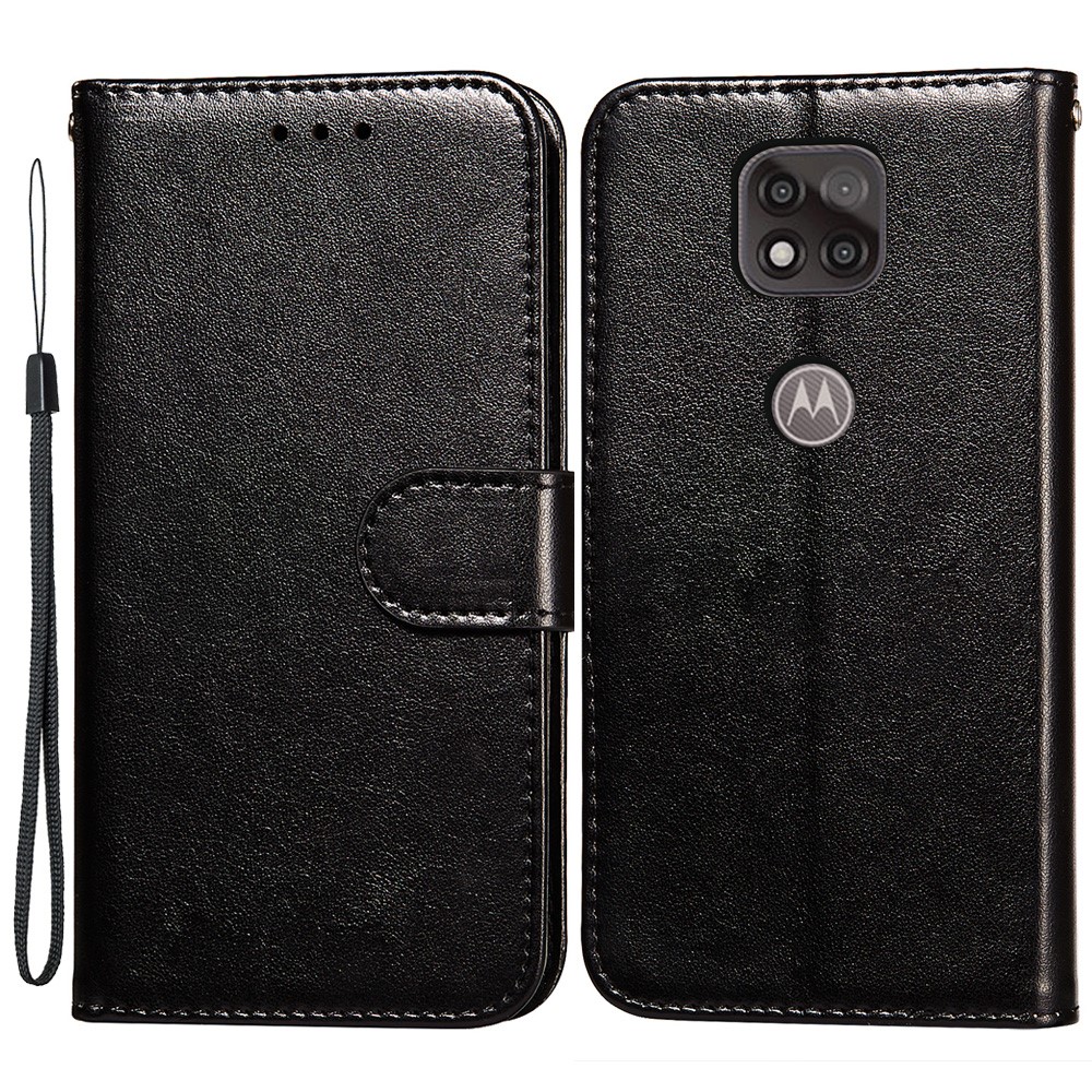 Dual-sided Magnetic Clasp Leather Wallet Stand Phone Case Shell for Motorola Moto G Power (2021) - Black-1