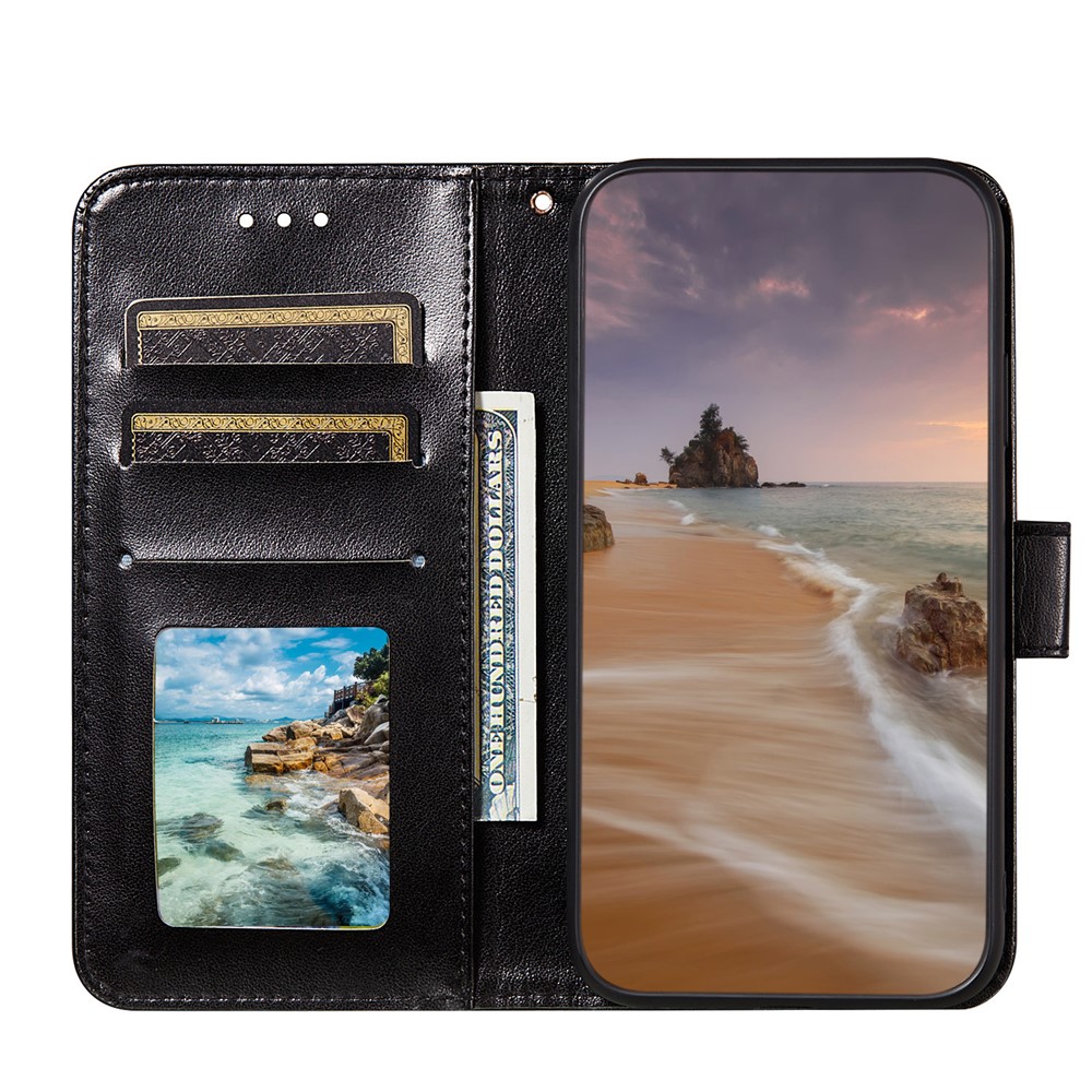 Dual-sided Magnetic Clasp Leather Wallet Stand Phone Case Shell for Motorola Moto G Power (2021) - Black-3