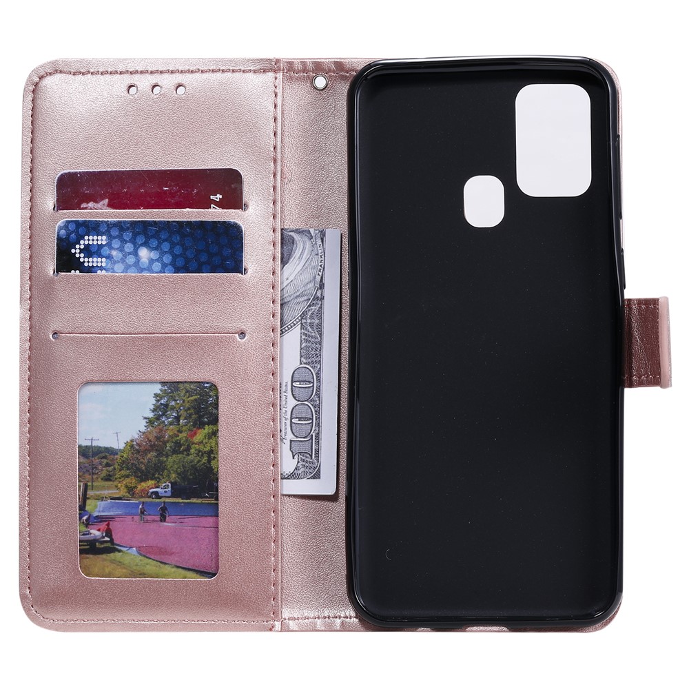 Imprinted Mandala Flower Wallet Leather Case for Motorola Moto G50 - Rose Gold-3