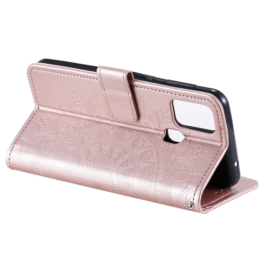 Imprinted Mandala Flower Wallet Leather Case for Motorola Moto G50 - Rose Gold-4