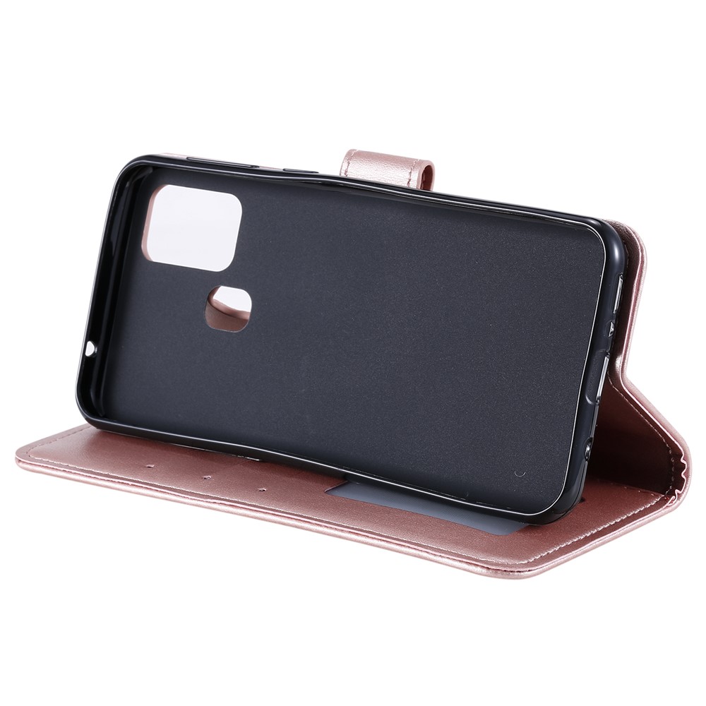 Imprinted Mandala Flower Wallet Leather Case for Motorola Moto G50 - Rose Gold-5