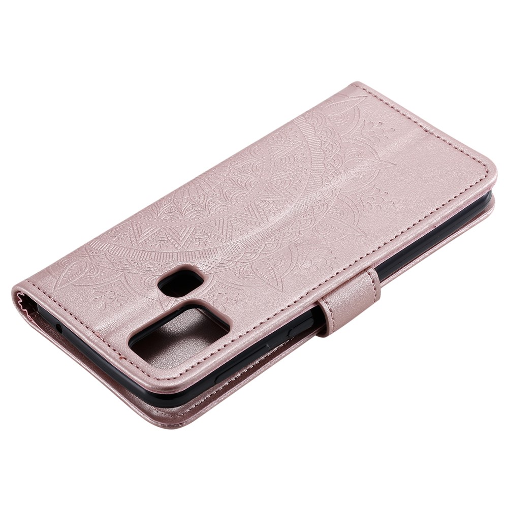 Imprinted Mandala Flower Wallet Leather Case for Motorola Moto G50 - Rose Gold-8