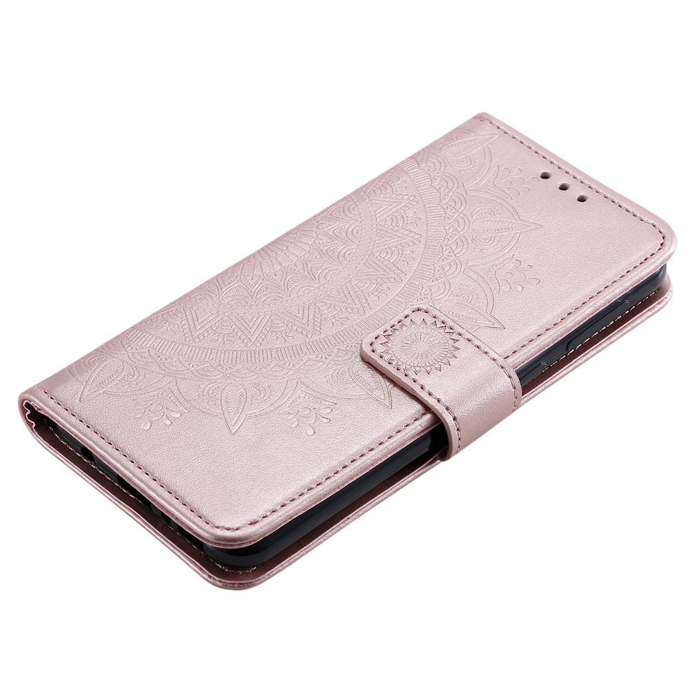 Imprinted Mandala Flower Wallet Leather Case for Motorola Moto G50 - Rose Gold-9