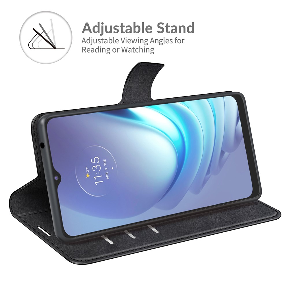 For Motorola Moto G50 5G Magnetic Clasp Leather Mobile PhoneCase Wallet Stand Cover - Black-5