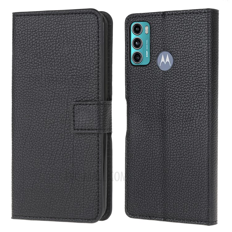 Wallet Stand Design Litchi Texture Leather Phone Shell Case for Motorola Moto G60/Moto G40 Fusion-1