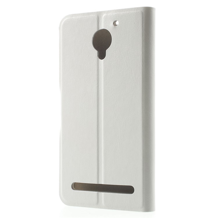 Crazy Horse Stand Leather Cover for Lenovo Vibe C2 Built-in Steel Sheet - White-2