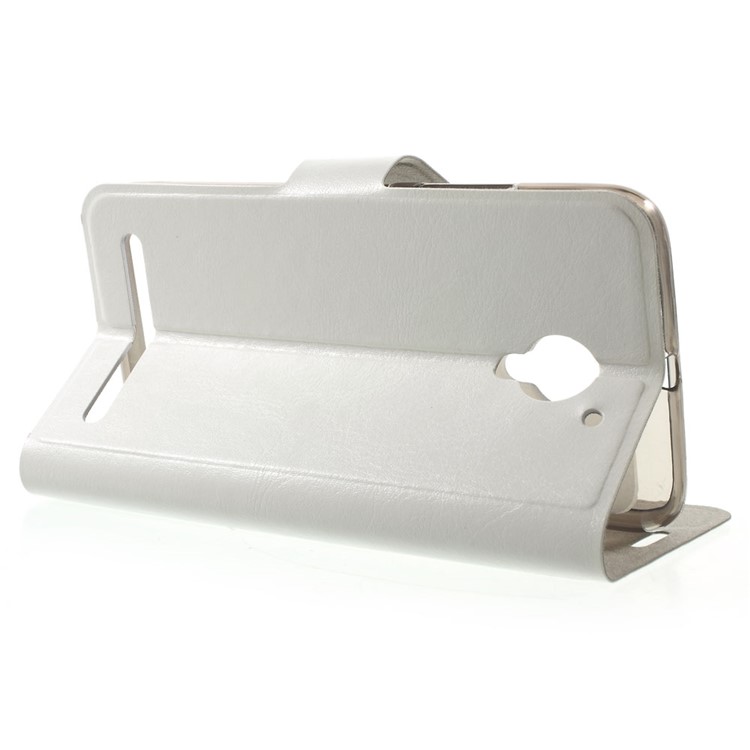 Crazy Horse Stand Leather Cover for Lenovo Vibe C2 Built-in Steel Sheet - White-3