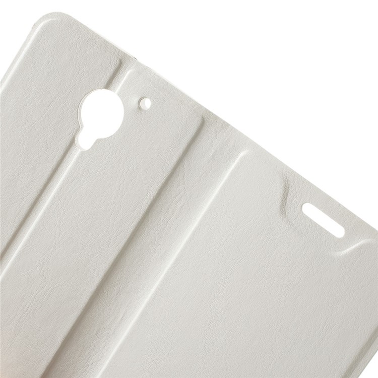 Crazy Horse Stand Leather Cover for Lenovo Vibe C2 Built-in Steel Sheet - White-5