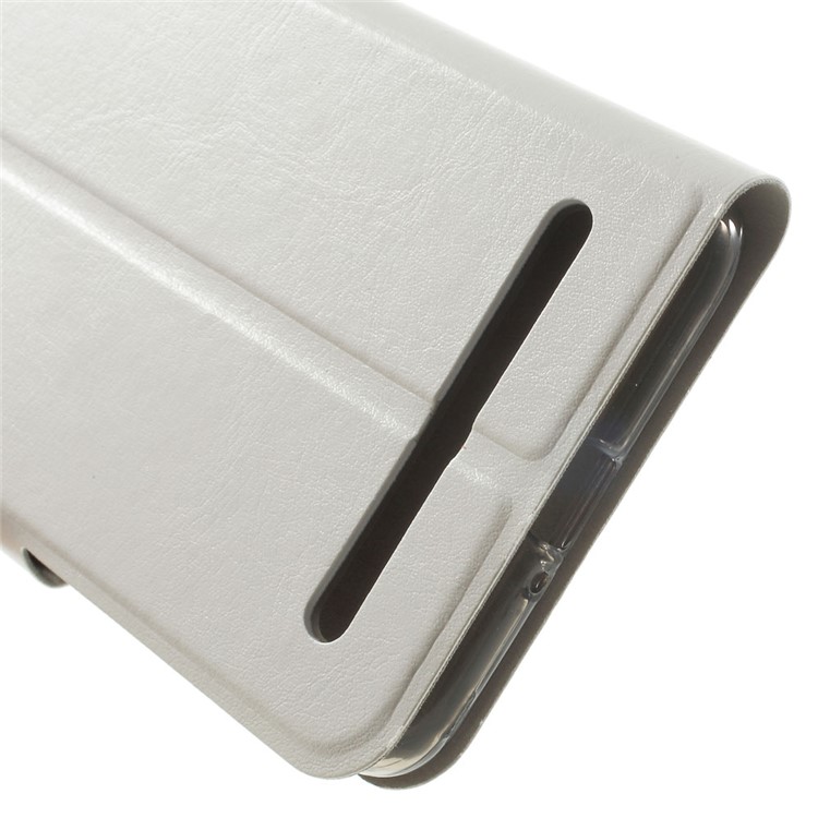 Crazy Horse Stand Leather Cover for Lenovo Vibe C2 Built-in Steel Sheet - White-7