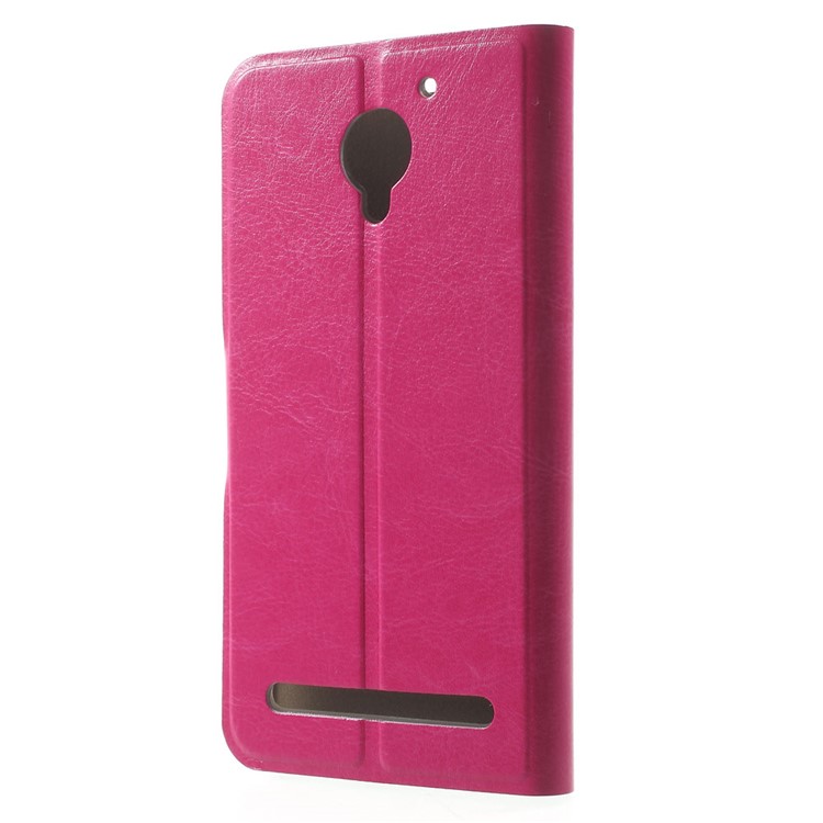 Crazy Horse Stand Leather Cover Case for Lenovo Vibe C2 Built-in Steel Sheet - Rose-2