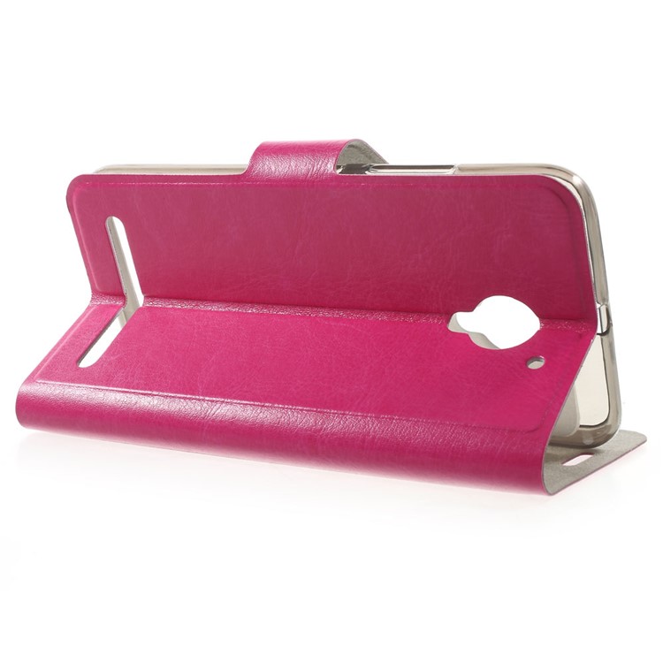 Crazy Horse Stand Leather Cover Case for Lenovo Vibe C2 Built-in Steel Sheet - Rose-3