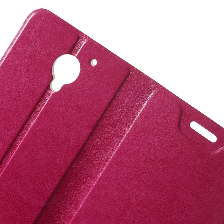 Crazy Horse Stand Leather Cover Case for Lenovo Vibe C2 Built-in Steel Sheet - Rose-5