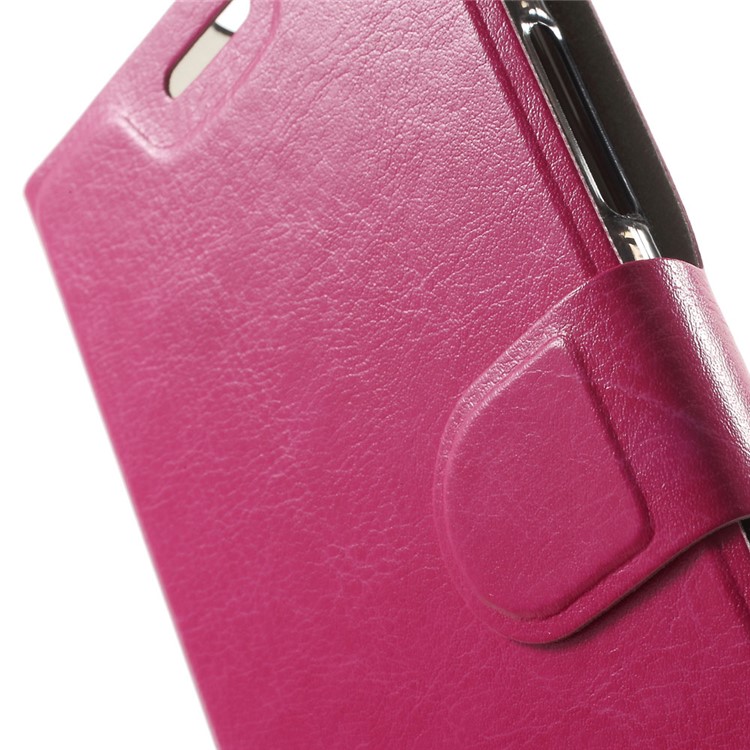 Crazy Horse Stand Leather Cover Case for Lenovo Vibe C2 Built-in Steel Sheet - Rose-6