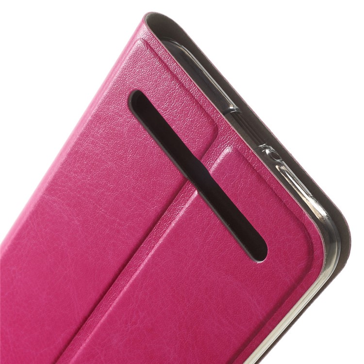 Crazy Horse Stand Leather Cover Case for Lenovo Vibe C2 Built-in Steel Sheet - Rose-7