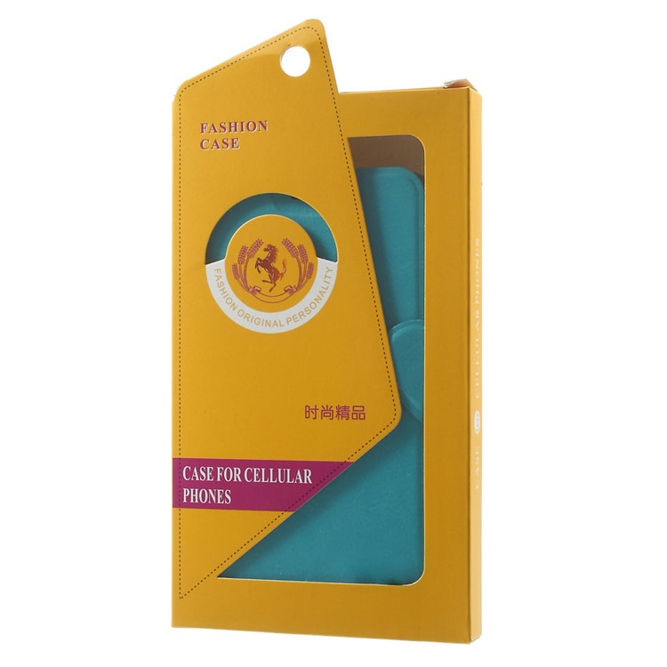 Crazy Horse Stand Leather Phone Case for Lenovo Vibe C2 Built-in Steel Sheet - Blue-10