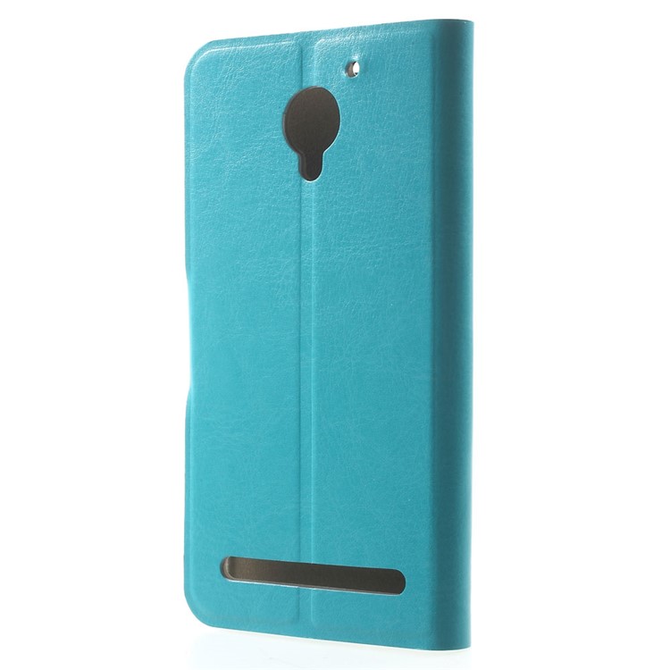 Crazy Horse Stand Leather Phone Case for Lenovo Vibe C2 Built-in Steel Sheet - Blue-2