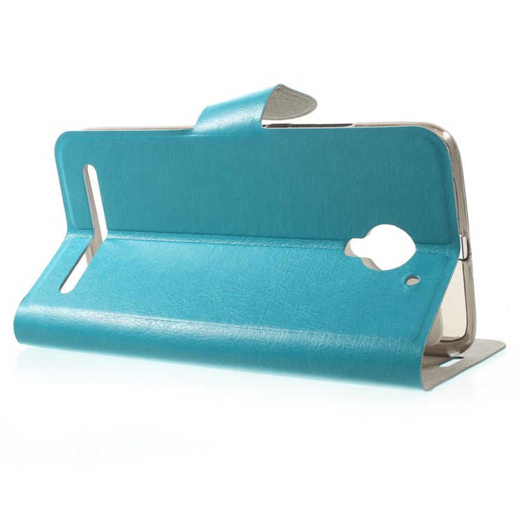 Crazy Horse Stand Leather Phone Case for Lenovo Vibe C2 Built-in Steel Sheet - Blue-3