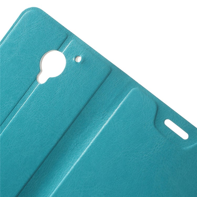 Crazy Horse Stand Leather Phone Case for Lenovo Vibe C2 Built-in Steel Sheet - Blue-5