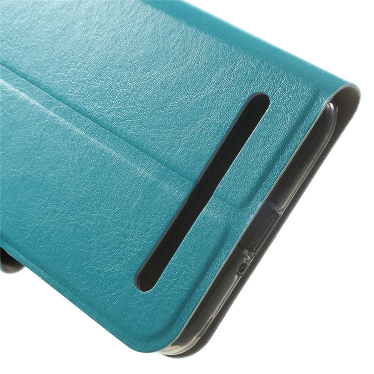 Crazy Horse Stand Leather Phone Case for Lenovo Vibe C2 Built-in Steel Sheet - Blue-7