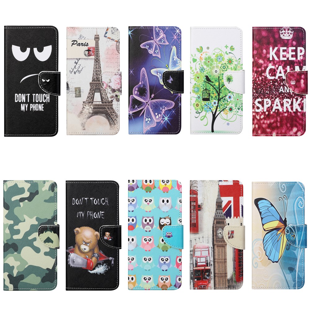 Cross Texture Pattern Printing Leather Wallet Stand Phone Case Shell for Motorola Moto G60/G40 Fusion - Clock Tower-8