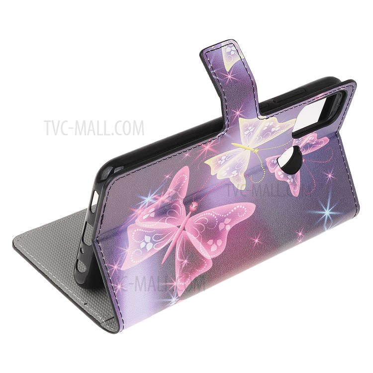 Pattern Printing Leather Protection Phone Cover Wallet Stand Shell for Motorola Moto G60/G40 Fusion - Dreamy Butterfly-4